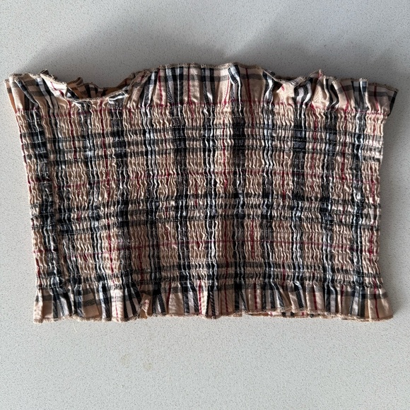 Smocked Burberry-Inspired Print Tube Top - Picture 5 of 6